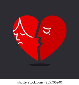 Broken heart couple