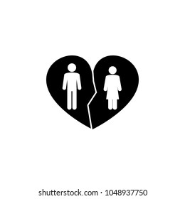 broken heart couple icon. Element of wedding and divorce elements illustration. Premium quality graphic design icon. Signs and symbols collection icon for websites, web design on white background