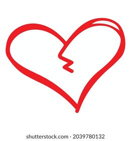 broken heart crack stroke vector
