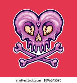 Broken Heart Cracked Skull illustrations for your work Logo, mascot merchandise t-shirt, stickers and Label, poster, greeting cards advertising business company or brands.