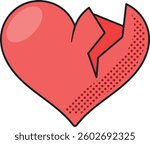 Broken heart with cracks vector illustration