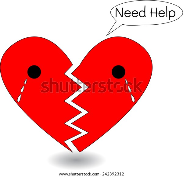 Broken Heart Crying Help Cartoon Illustration Stock Vector Royalty Free