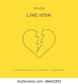 Broken Heart Cute yellow thin line icon / logo Design