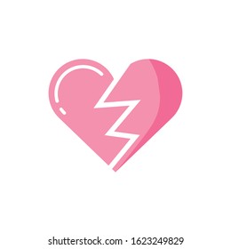 Broken heart design of love passion romantic valentines day wedding decoration and marriage theme Vector illustration