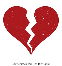 Broken heart distressed red sign - Divorce concept vector illustration with red heart symbol