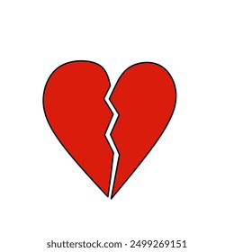 Broken heart or divorce flat design vector icon.