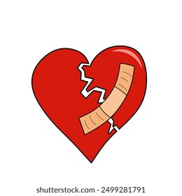 Icono de Vector de diseño plano de corazón roto o divorcio.