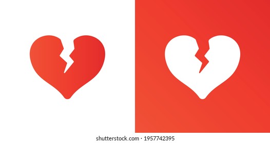 Broken heart or divorce flat icon.