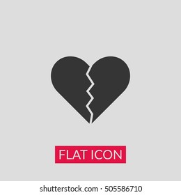 Broken heart or divorce flat icon for apps and websites vector