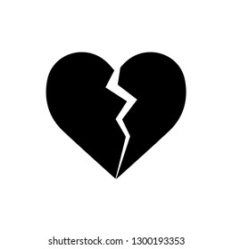 Broken heart or divorce flat vector icon for apps and websites.