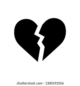 Broken heart or divorce flat vector icon for apps and websites.