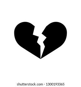 Broken heart or divorce flat vector icon for apps and websites.