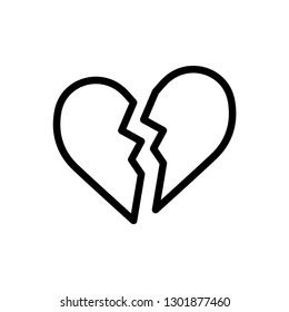 Broken heart or divorce flat vector icon for apps and websites.