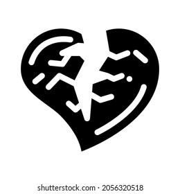 broken heart divorce glyph icon vector. broken heart divorce sign. isolated contour symbol black illustration