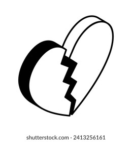 Broken heart or divorce vector design, shattered love, ready to use icon