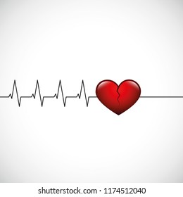broken heart does not beat anymore vector illustration EPS10