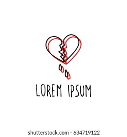 broken heart doodle icon