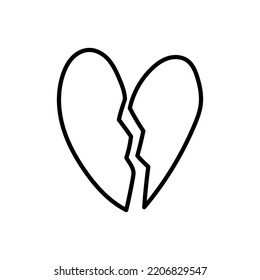 Broken Heart, Doodle. Isolated On White Background