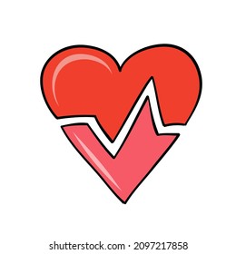 broken heart ecg for valentine day card design
