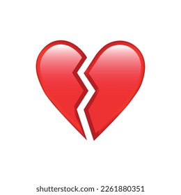 Broken Heart Emoji isolated on white background. Emoticons symbol modern, simple, vector, printed on paper. icon for website design, mobile app, and UI. Vector Illustration