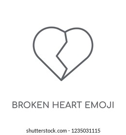 Broken heart emoji linear icon. Modern outline Broken heart emoji logo concept on white background from Emoji collection. Suitable for use on web apps, mobile apps and print media.