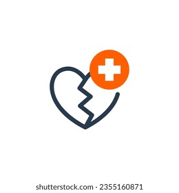 Broken heart emotion vector icon illustration