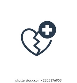 Broken heart emotion vector icon illustration