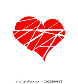 A Broken Heart Falls to Pieces in a break up or divorce.Damaged Glass Love Symbol. Icon, Logo or badge template. EPS10 vector illustration