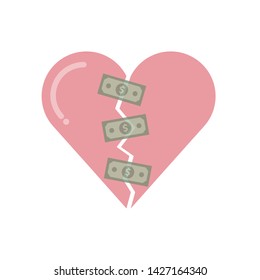 Broken Heart Fixed With Money Tape Concept