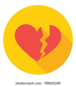
Broken Heart Flat Colored Icon
