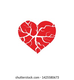 Broken heart flat icon. Sad love color icons in trendy flat style. Heart brake design
