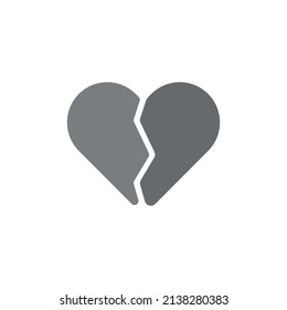Broken heart flat icon with shadow
