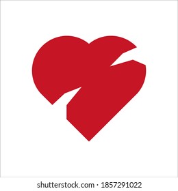 Broken Heart Flat Icon Vector Logo Template Illustration