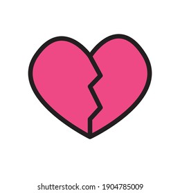 broken heart flat icon vector illustration logo for many purpose