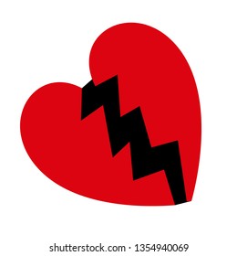 Broken heart flat illustration on white