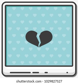 Broken heart flat vector icon.