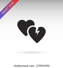 Broken heart flat vector icon icon. Love concept.