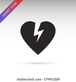 Broken heart flat vector icon icon. Love concept.