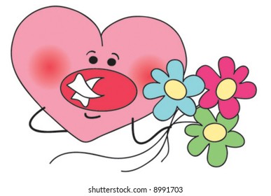 broken heart with flowers