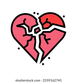 broken heart fracture color icon vector. broken heart fracture sign. isolated symbol illustration