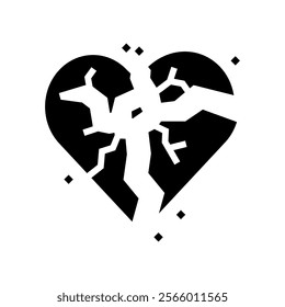 broken heart fracture glyph icon vector. broken heart fracture sign. isolated symbol illustration