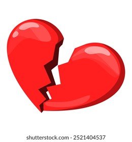 Broken heart gaming icon vector isolated. Illustration of a red shiny heart symbol. Concept of divorce, breakup. Health down.