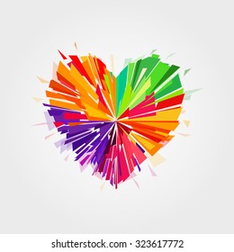 Broken Heart of Glass. Colorful Vector Illustration