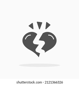 Broken heart glyph icon. Can be used for digital product, presentation, print design and more.