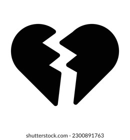 broken heart glyph icon illustration vector graphic