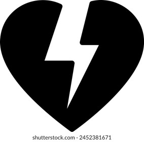 broken heart glyph icon illustration vector