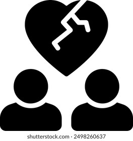 broken heart glyph icon illustration vector