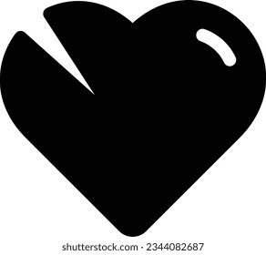 Broken Heart Glyph Icon - Single Icon, Vector