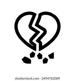 Broken Heart Glyph Icon, Vector illustration