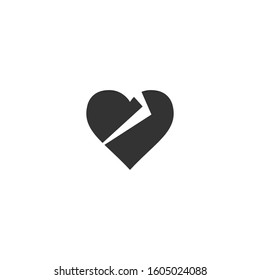 Broken heart glyph style vector  icon